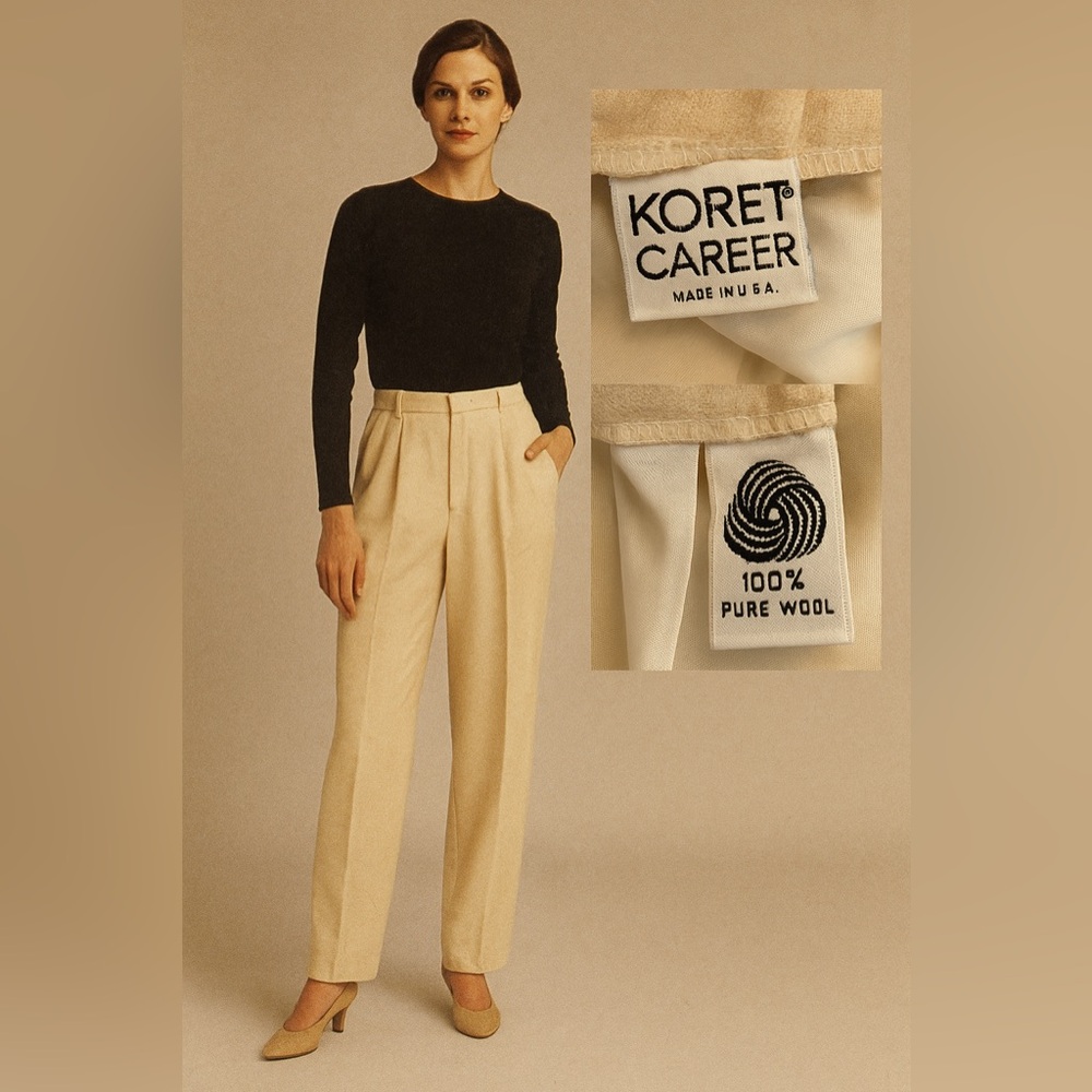 Vintage Koret Career Women's Cream Wool Pants